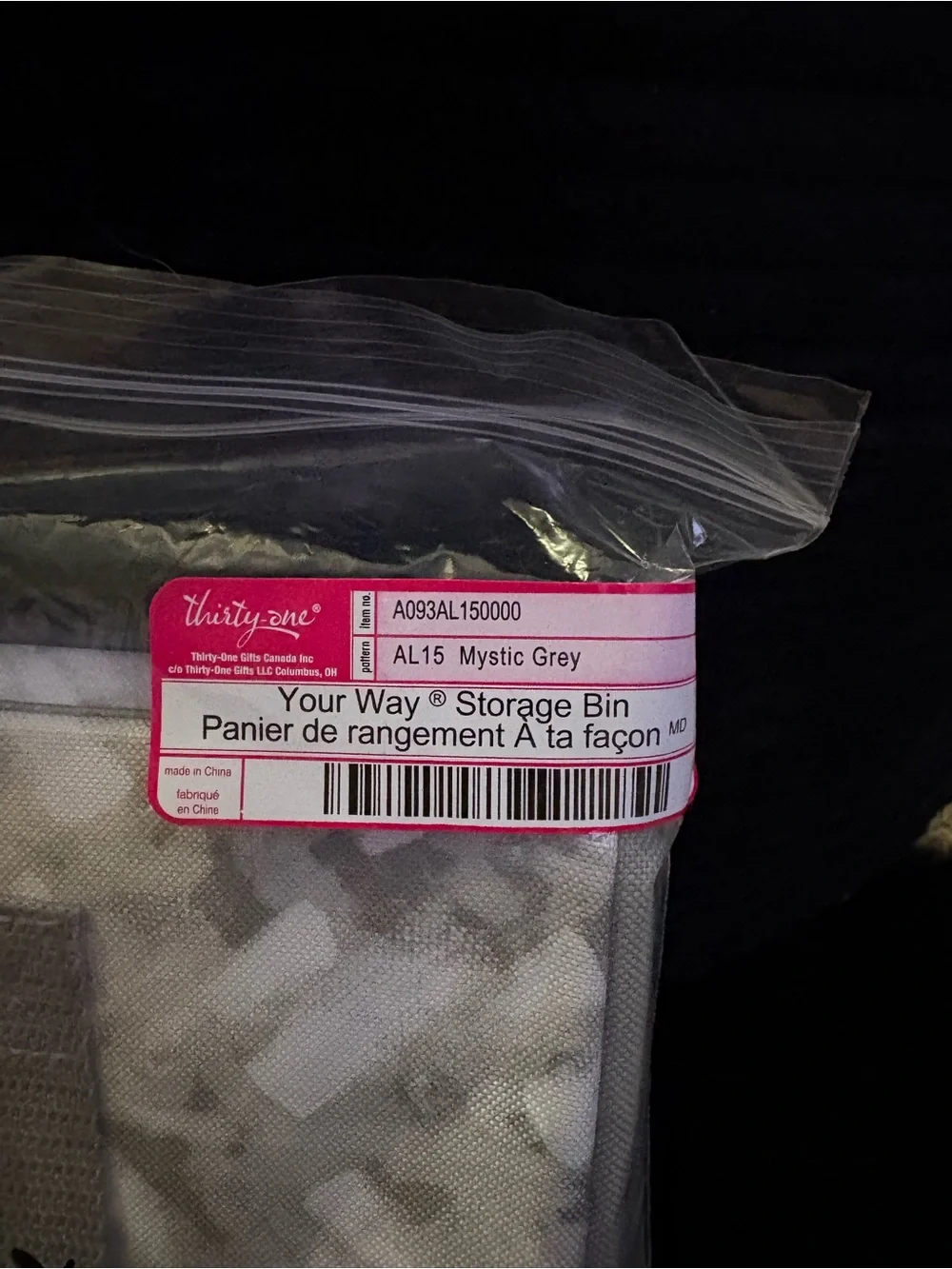 Storage Bin Label